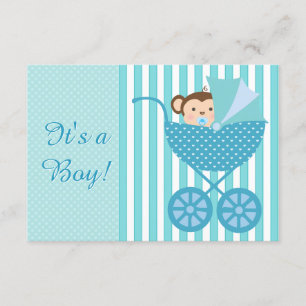 Invitation Baby Shower Singe Bleu Turquoise