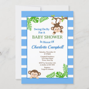 Invitation Baby shower singe, Monkey Boy Invitati