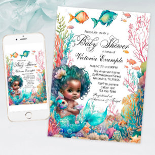 Invitation Baby Shower Sirène Africaine