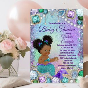 Invitation Baby Shower Sirène Bijou Cheveux Afro