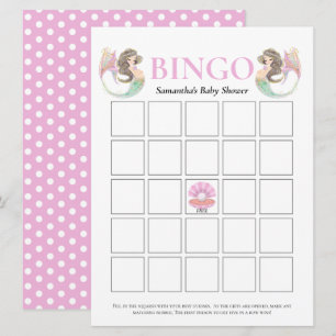 Invitation Baby shower sirène sous la mer bingo