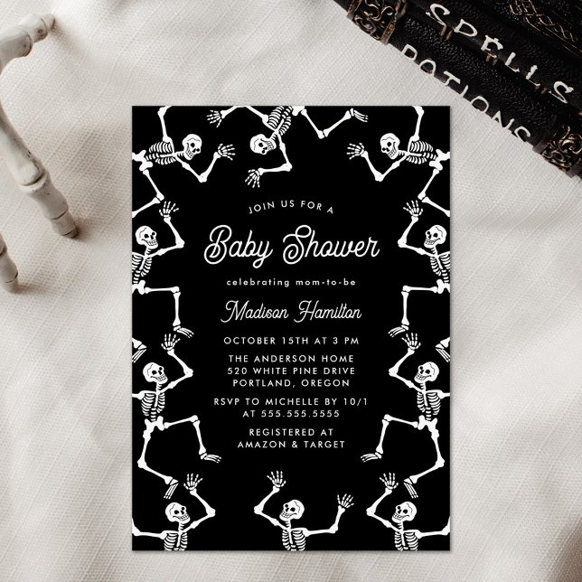 Invitation Baby shower Skeletons de danse éffrayante (Créateur téléchargé)