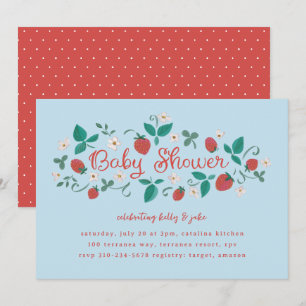Invitation Baby shower Sky Blue de fraises