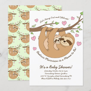 Invitation Baby shower Sloth mignonne maman et bébé