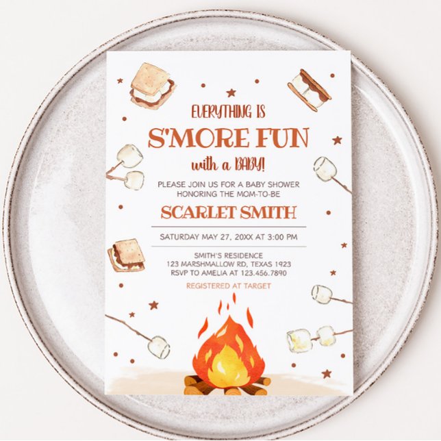 Invitation Baby shower S''more Bonfire (Bonfire Baby Shower Invitation)