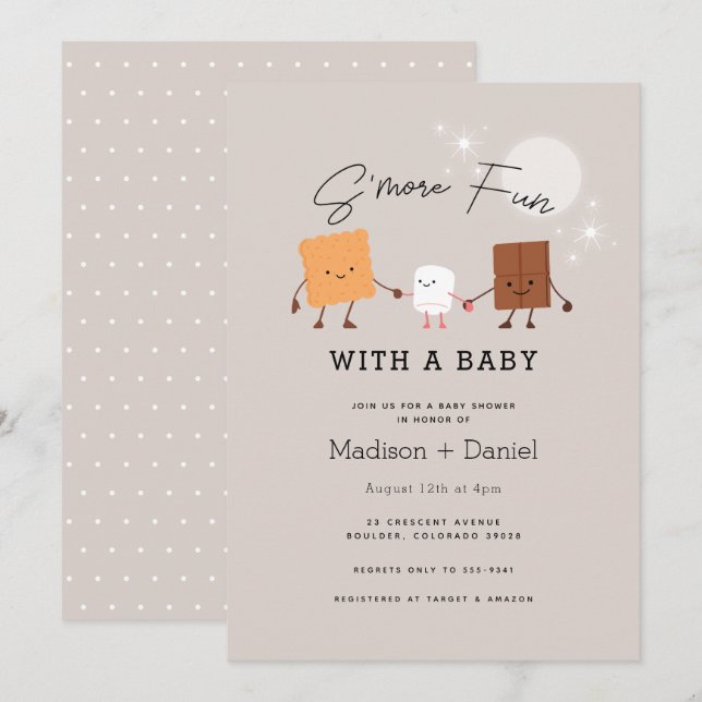 Invitation Baby shower S'more Fun Campfire (Devant / Derrière)
