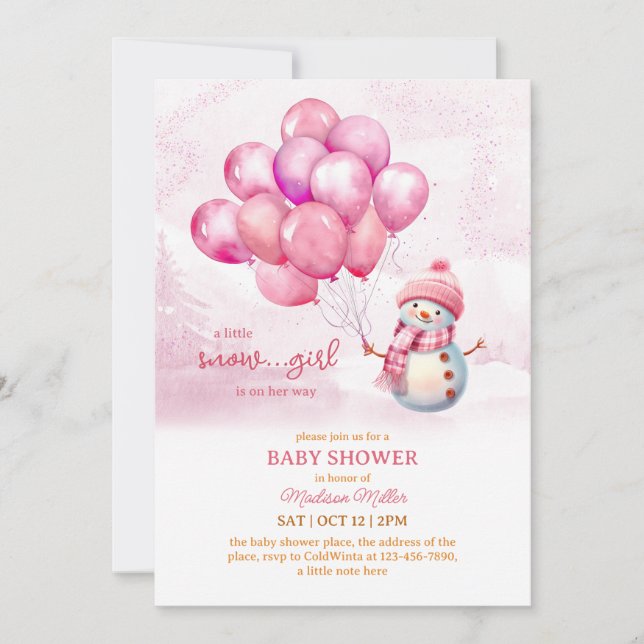Invitation Baby shower Snowman Baby Girl (Devant)
