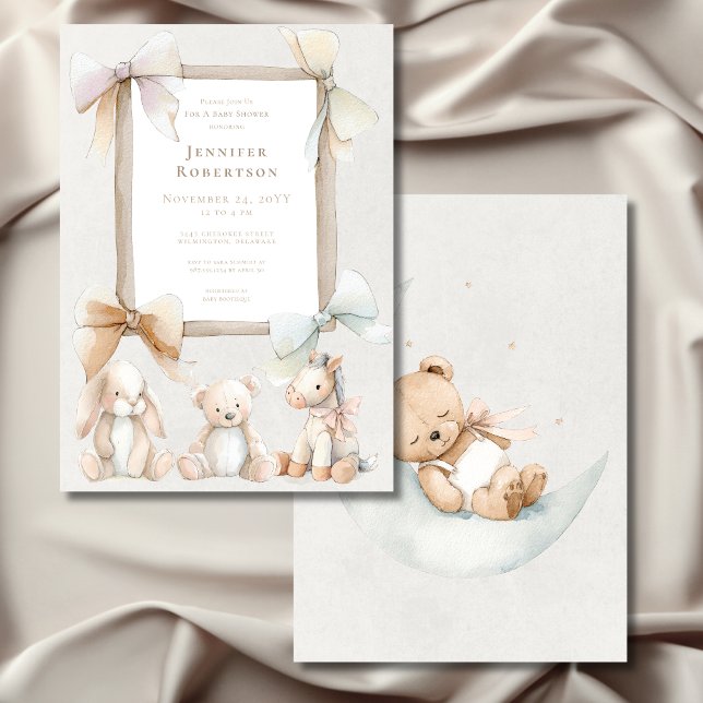 Invitation Baby shower Soft Genre Neutral Nursery Toy (Soft Gender Neutral Nursery Toy Baby Shower Invitation)