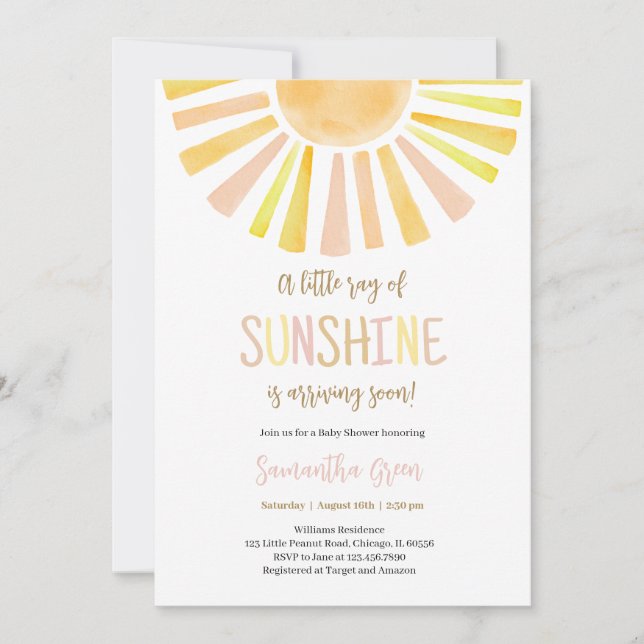 Invitation Baby shower solaire (Devant)
