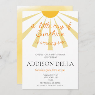 Invitation Baby shower solaire jaune