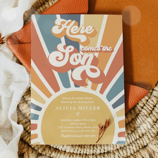 Invitation Baby shower Soleil Ici Venez Le Fils Tons Moutés (Créateur téléchargé)