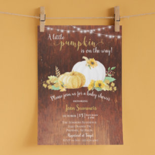 Invitation Baby Shower Soleil Tournesol Pêche Rustique Automn