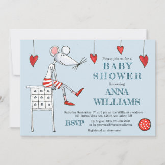 Invitation Baby shower souris et berceau