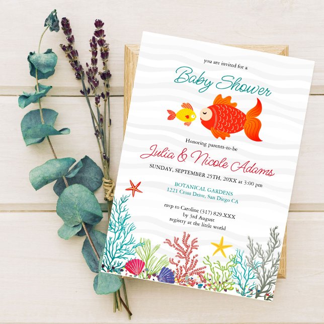 Invitation Baby shower sous-marin d'animaux marins mignons (Créateur téléchargé)