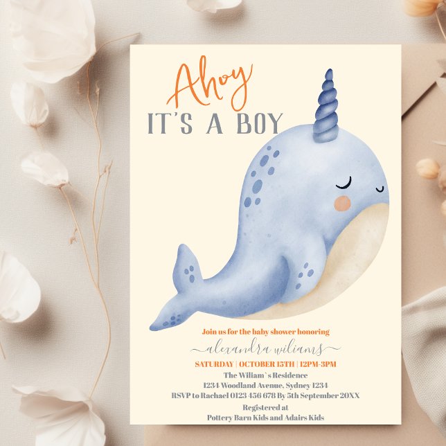Invitation Baby shower sous-marin d'aquarelle enchanteur (Créateur téléchargé)