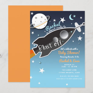 Invitation Baby shower spatial des fusées