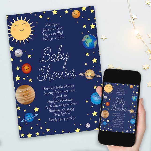 Invitation Baby shower spatial Galaxy Étoiles Universelles (Créateur téléchargé)