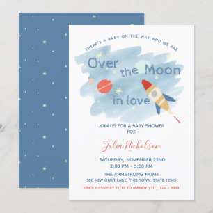 Invitation Baby shower spatial sur la lune