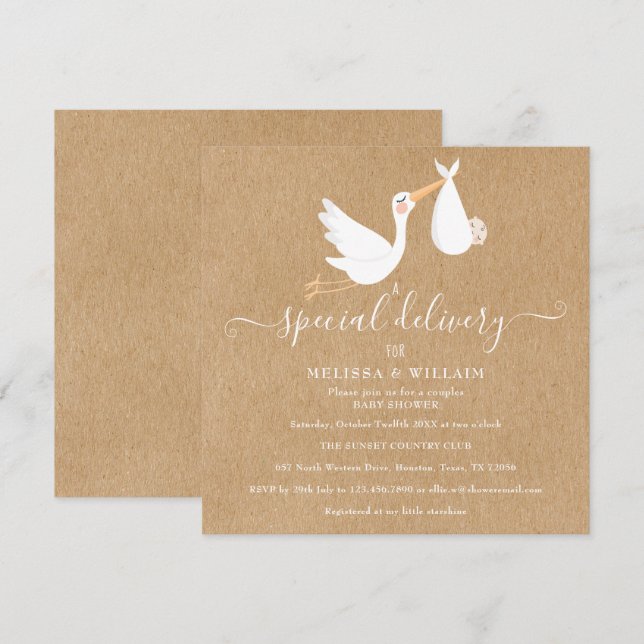 Invitation Baby shower spécial Couples de livraison / Saupoud (Devant / Derrière)