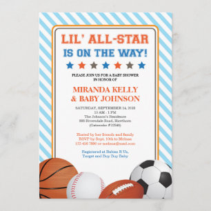 Invitation Baby shower sportif, Tous Sports Star