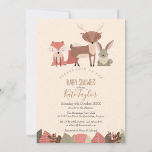 Invitation Baby Shower / Sprinkle Animaux de la Forêt