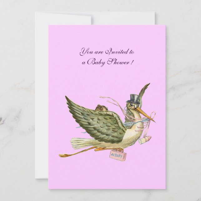 INVITATION BABY SHOWER STORK, (Devant)