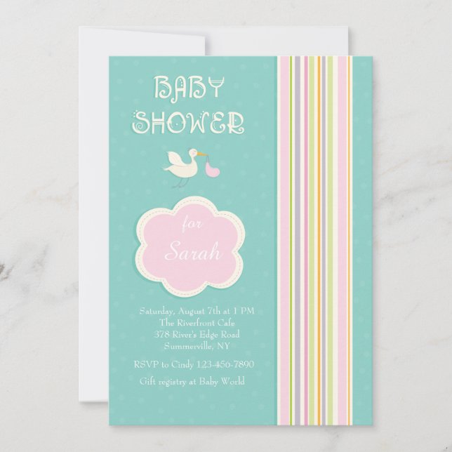 Invitation Baby shower Stripes (Devant)