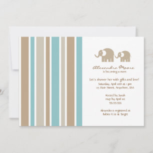 Invitation Baby shower Stripes & Elephants