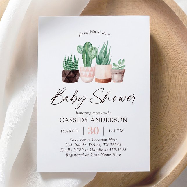 Invitation Baby shower Succulent de Boho Cactus (Créateur téléchargé)