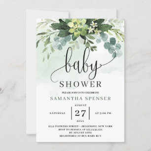 Invitation Baby shower succulent d'Eucalyptus
