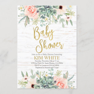 Invitation Baby shower Succulente