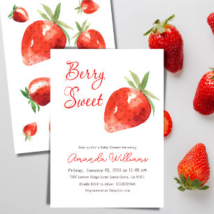 Invitation Baby shower sucré aux fraises moderne