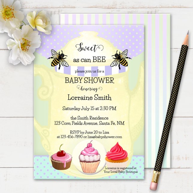 Invitation Baby shower sucré de thé d'abeille de miel à café  (Créateur téléchargé)