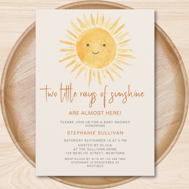 Invitation Baby shower Sun Twins (Créateur téléchargé)