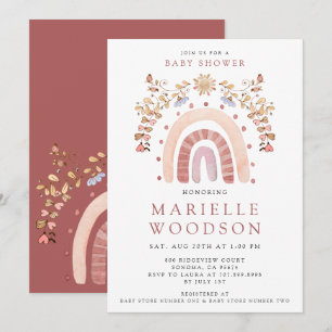 Invitation Baby shower Sunshine Arc-en-ciel Boho