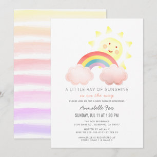 Invitation Baby shower Sunshine & Rainbow