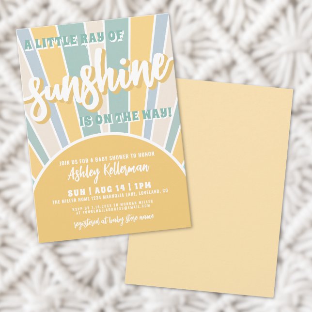 Invitation Baby shower Sunshine Retro Sun Boy (Sunshine Retro Sun Boy Baby Shower Invitation)