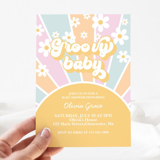 Invitation Baby shower Sunshine super Baby Pastel Retro (Créateur téléchargé)