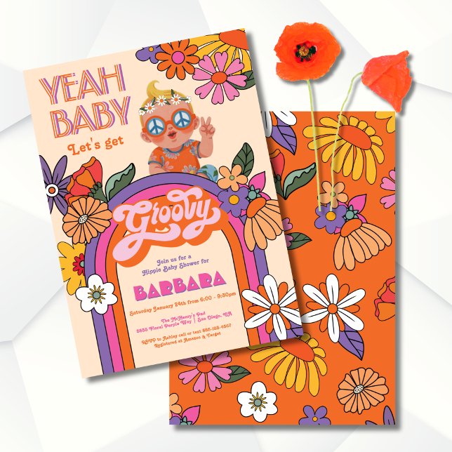 Invitation Baby shower Super de Hippie 70's 60 (Créateur téléchargé)