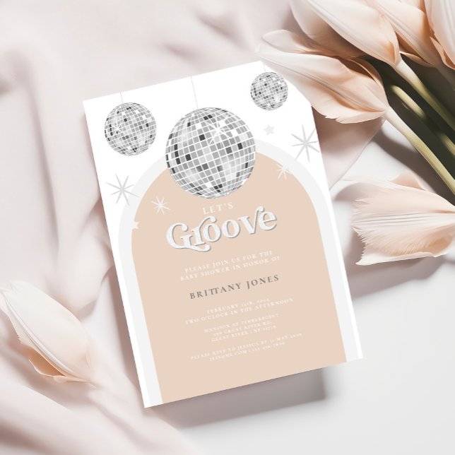Invitation Baby shower Super Disco Argent Retro (Créateur téléchargé)