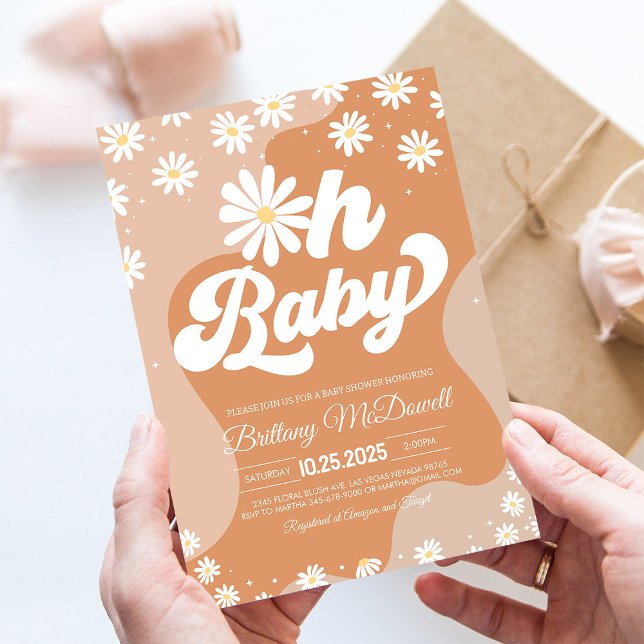 Invitation baby shower Super Hippie Boho des années 70 (Créateur téléchargé)