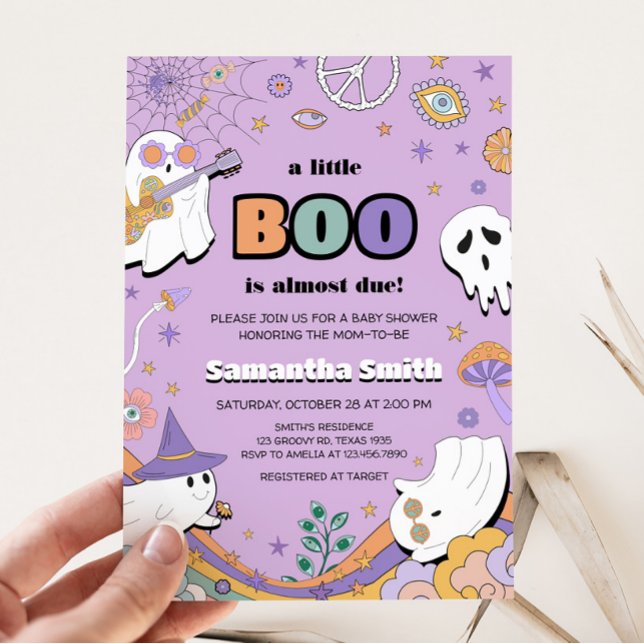 Invitation Baby shower super Little Boo (Hippie Little Boo Baby Shower Invitation )