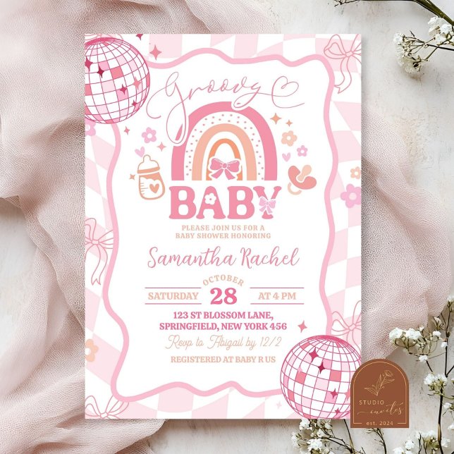 Invitation Baby shower Super Pastel Retro Rainbow (Créateur téléchargé)