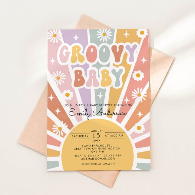 Invitation Baby shower Super Retro Sunshine (Créateur téléchargé)