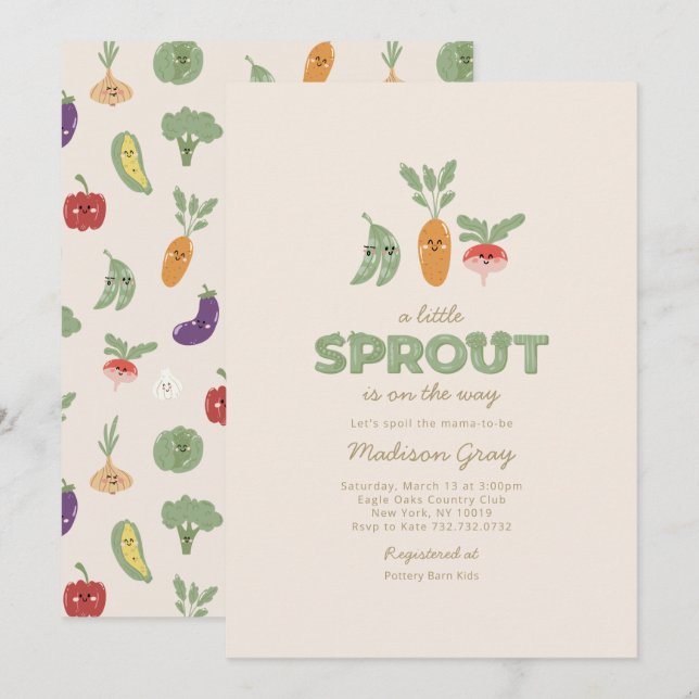 Invitation Baby shower sur le chemin de Little Sprout (Devant / Derrière)
