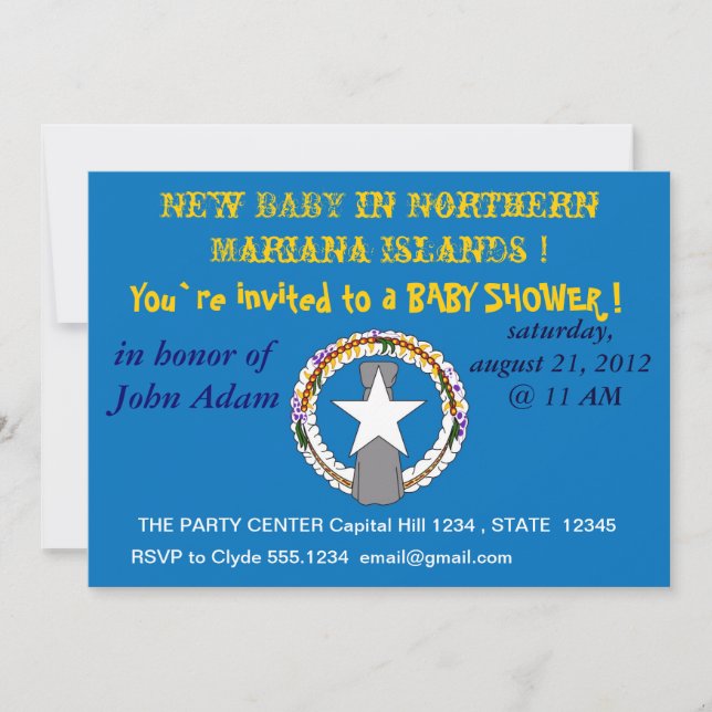 Invitation baby shower sur le drapeau de la Marian (Devant)