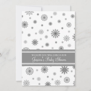 Invitation Baby shower sur mesure de Noël Gray Snowflake