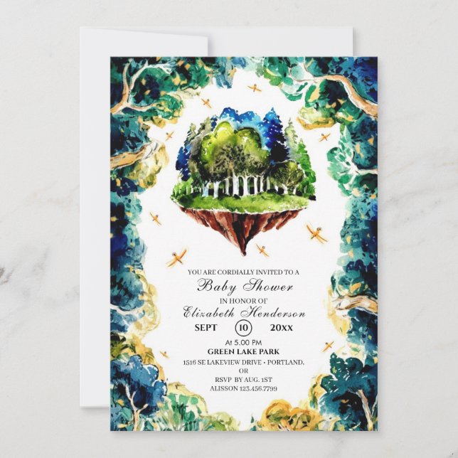 Invitation Baby shower sur mesure Pastel Woodland (Devant)