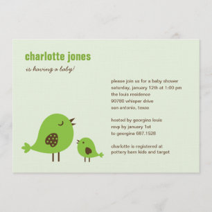 Invitation Baby shower Sweet Chicks - Green