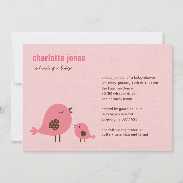Invitation Baby shower Sweet Chicks - Pink (Devant)